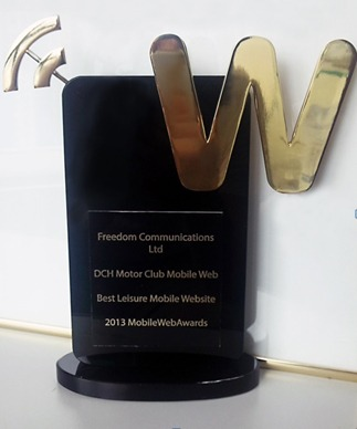 DCH Motor Club Mobile Web - Web Marketing Association, 2013 Mobile Web Awards - Best Leisure Mobile Website